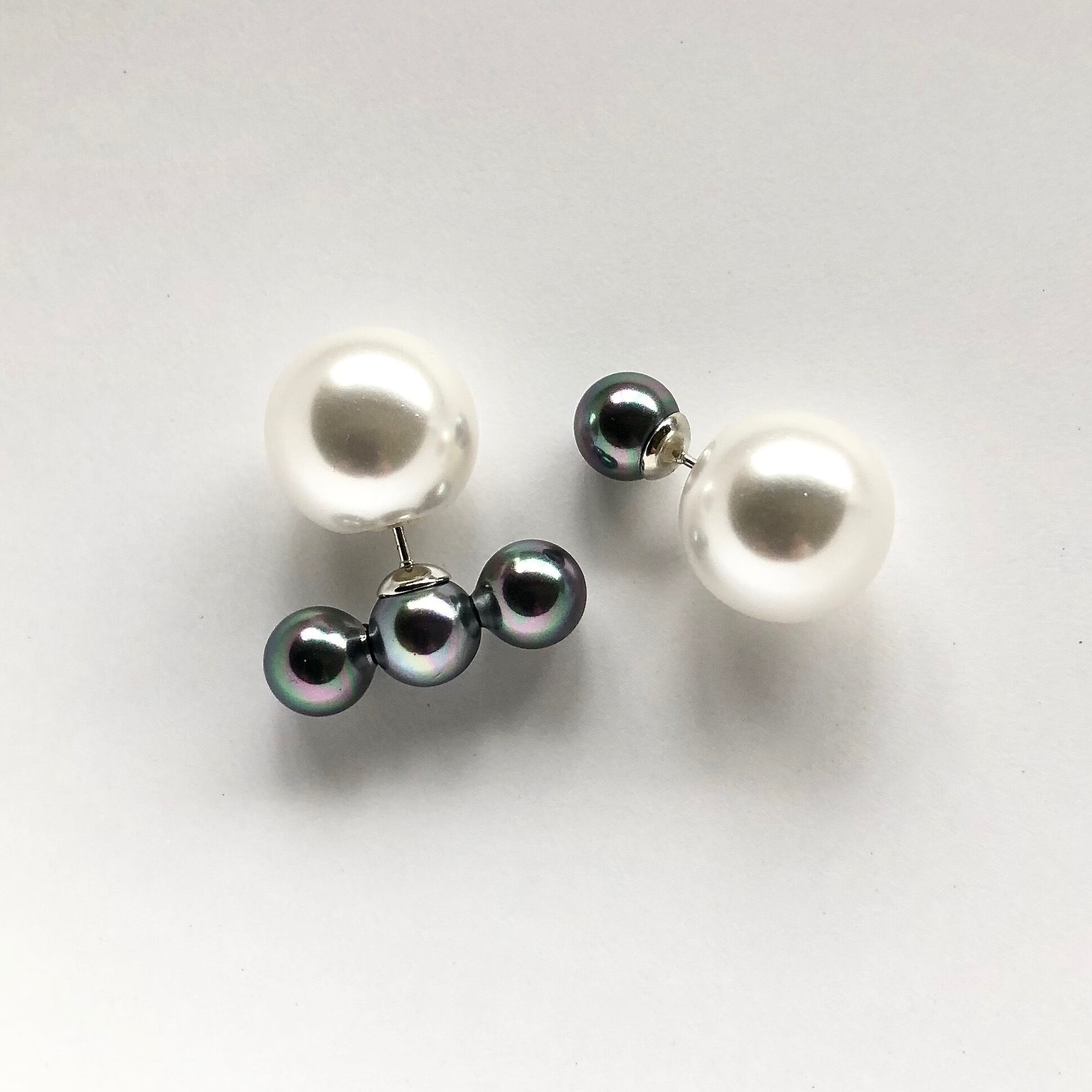 ブラックパールアシメトリーピアス Littledarlin