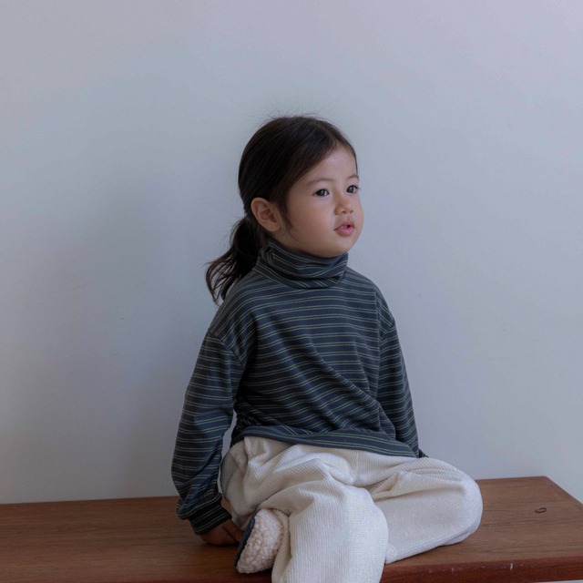 《予約》the beige ¨ border turtleneck