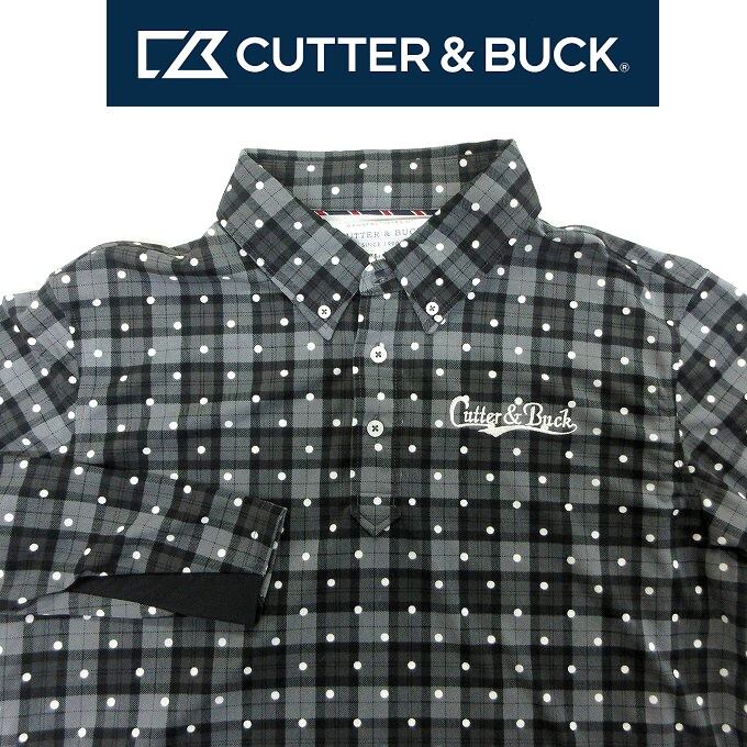 ■cutter&buck ポロシャツ カッター＆バック 秋冬 ゴルフ GOLF スポーツ アウトドア ゴルフウェア チェック柄 ドット柄  サイズLL[BY1012