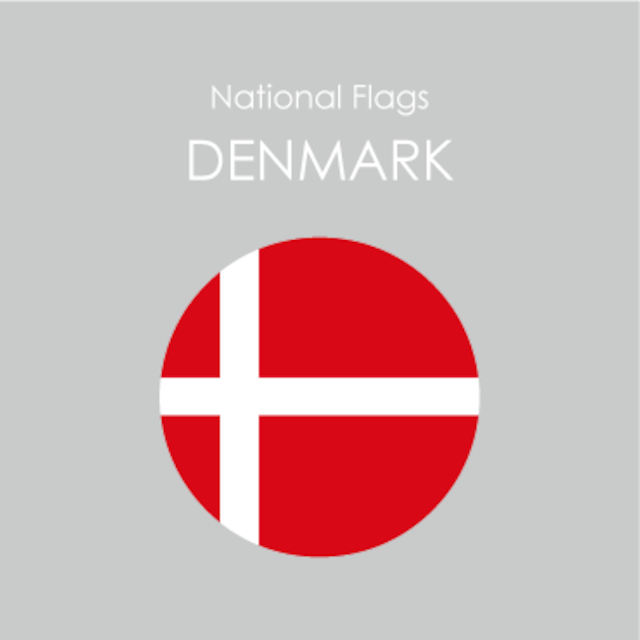 円形国旗ステッカー「デンマーク」