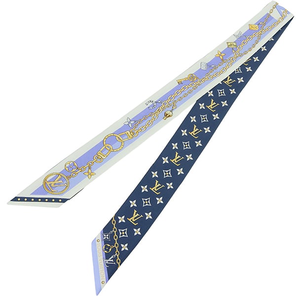 New LOUIS VUITTON ルイヴィトン スカーフ バンドーKチャーム ブルー