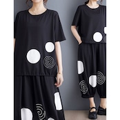 ドット&渦巻き Tシャツ キュロット セレクト30131