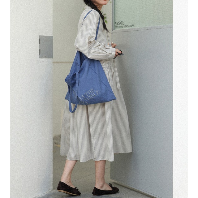 stripe shirt one-piece　J00522