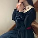 刺繍レースカラーバックリボンワンピ ・78985