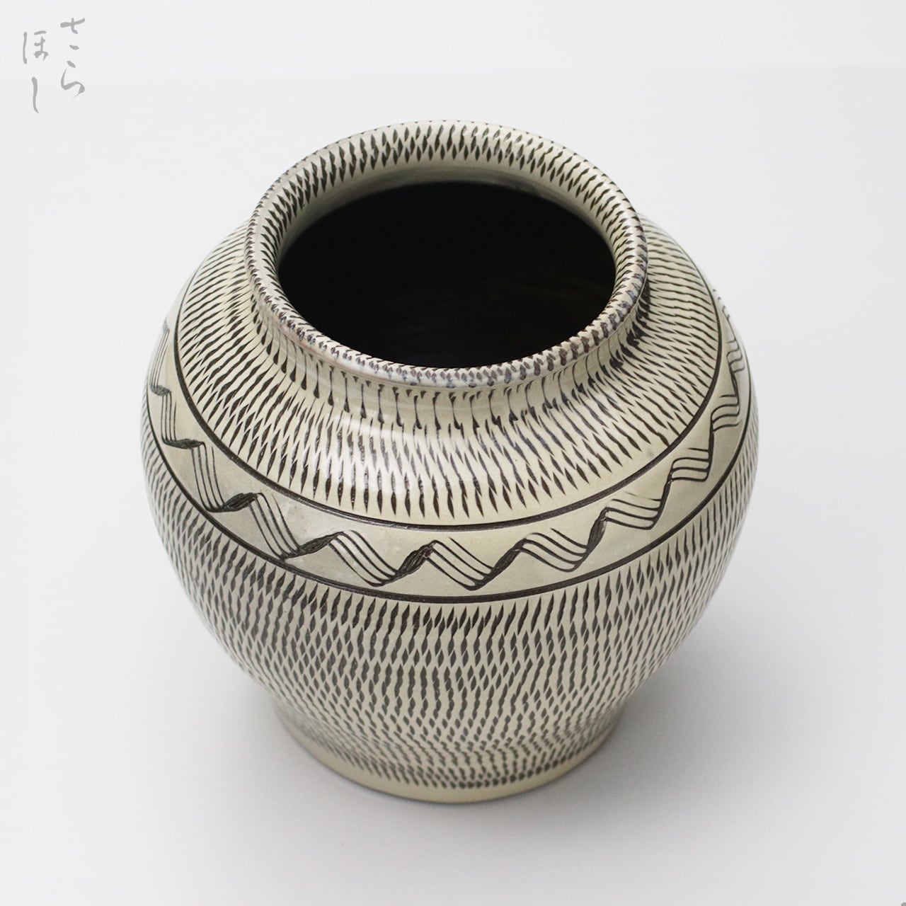 【小鹿田焼】　陶器　花瓶　壺　インテリア　床の間飾り　飛びかんな　打ち掛け 小鹿田焼 小袋窯 2合壺 飛びかんな | 食器と料理道具の専門店「プロ