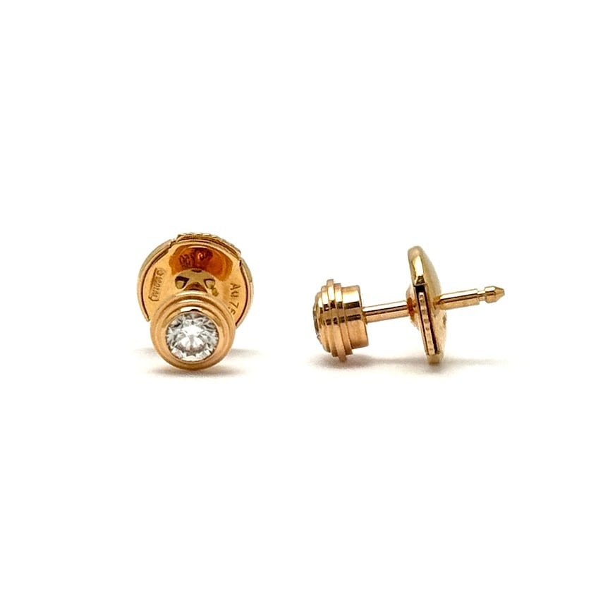 中古A】カルティエ ダムール イヤリング ピアス ミディアム K18 ピンク