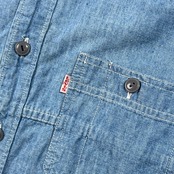 90s Levi's リーバイス シャンブレー 長袖 ワークシャツ L/ブルー メンズ ビンテージ