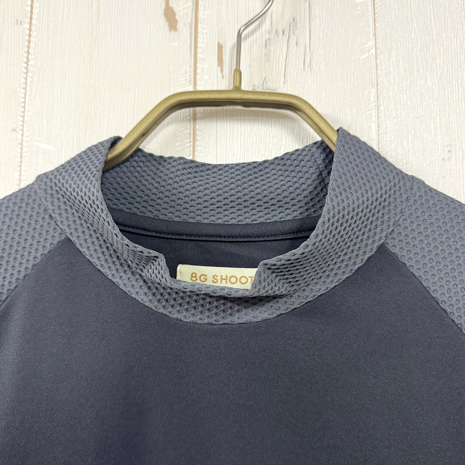 8G SHOOT × 69SLAM MESH SWITCHING MOCK NECK TEE -CHARCOAL- | 8G