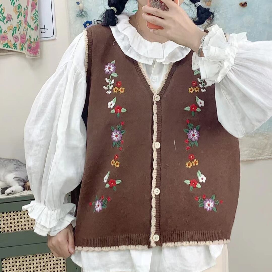ミニケーブルエンブロイダリーニットプルオーバー