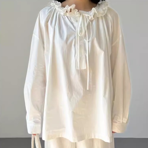 フリルネックブラウス ・21504