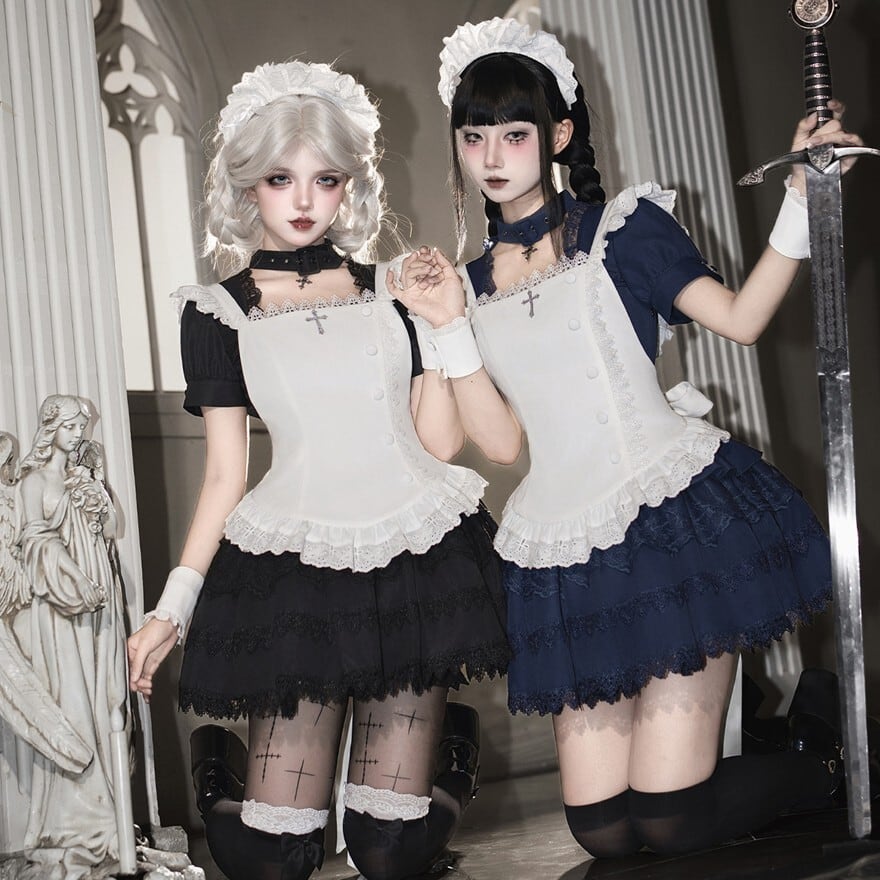 ゴスロリ クラシカルメイド|OP5点セット(ネイビー)コンカフェ制服