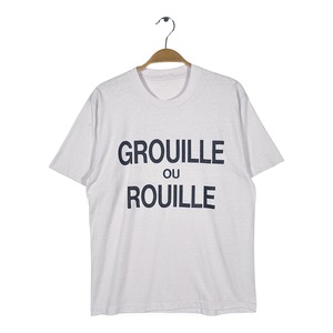 80s フランス語 メッセージT ヴィンテージ Tシャツ ホワイト シングルステッチ サイズM相当 BZ0684