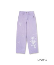 【直営限定ITEM】COOLAペイント×レースカラーデニムパンツ (PURPLE)　CQ-48001H