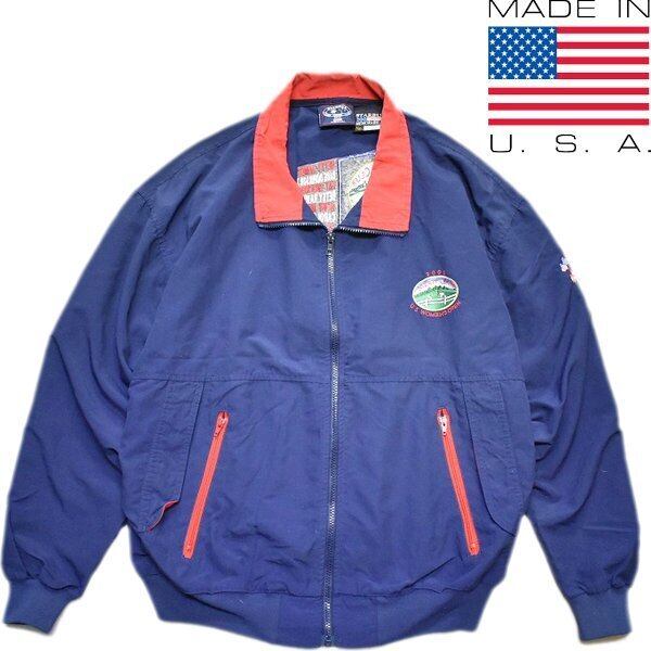 1点物◇USA製フラッグ刺繍ナイロンブルゾンジャケット古着LメンズXL