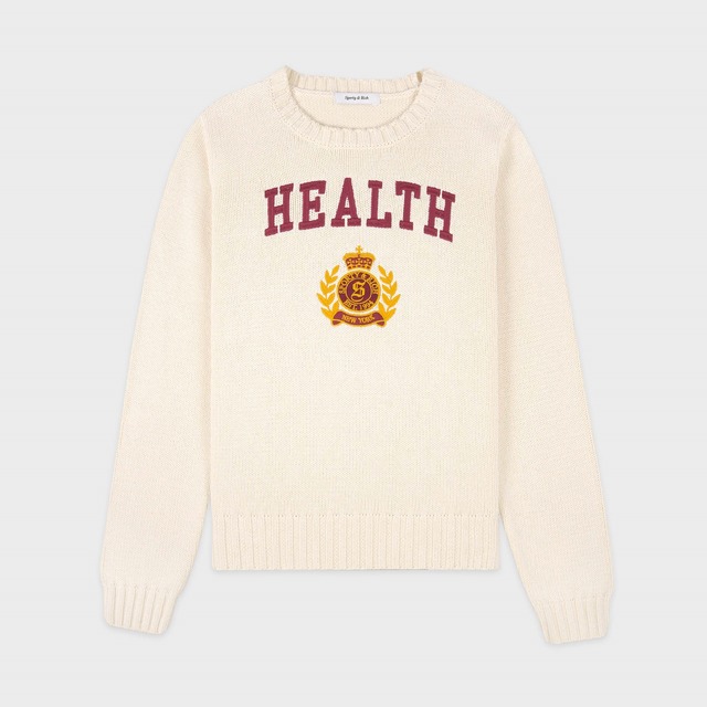 Sporty&Rich　NY Health Crest Knitted Sweater　CREAM