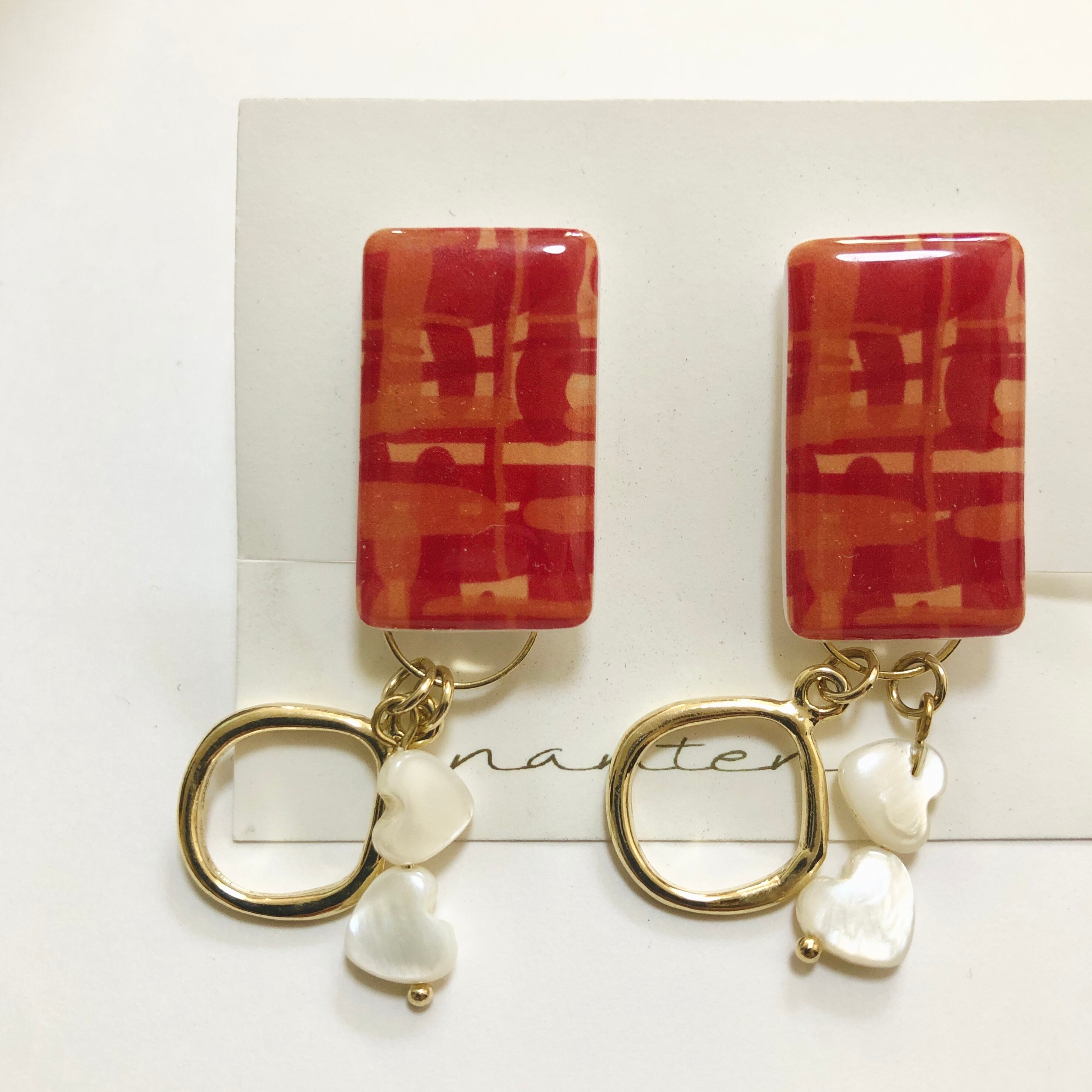 『tweed×shell heart charm♡』イヤリングのみ