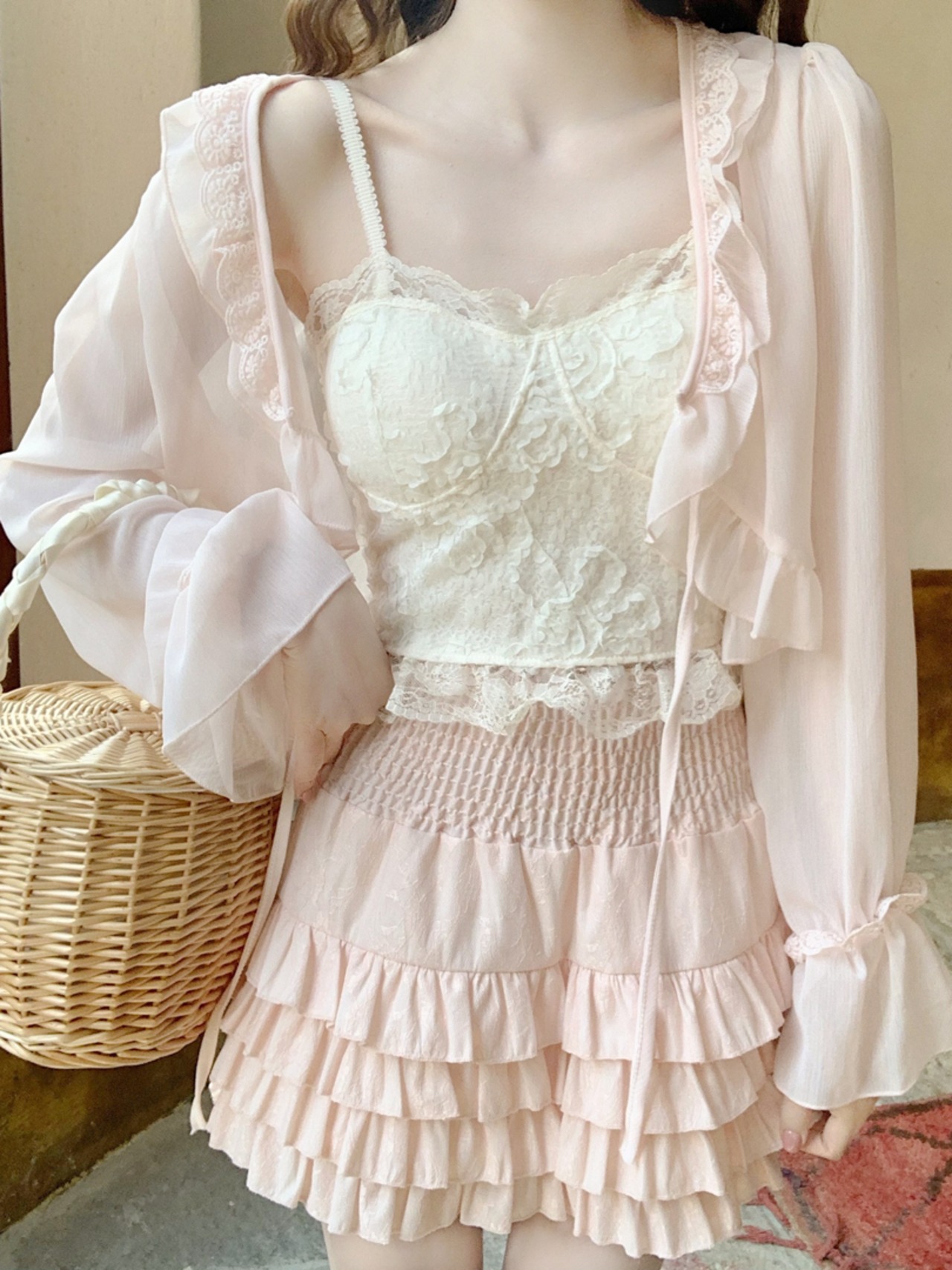 フリルオープンカーディガン LK1575