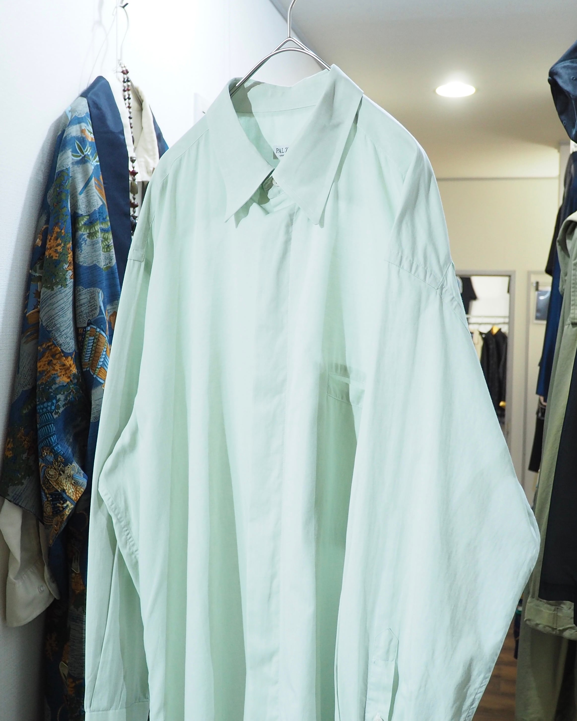 1990s " PAL ZILERI - Made in Italy " Pastel Mint Green Color vintage Dress shirt