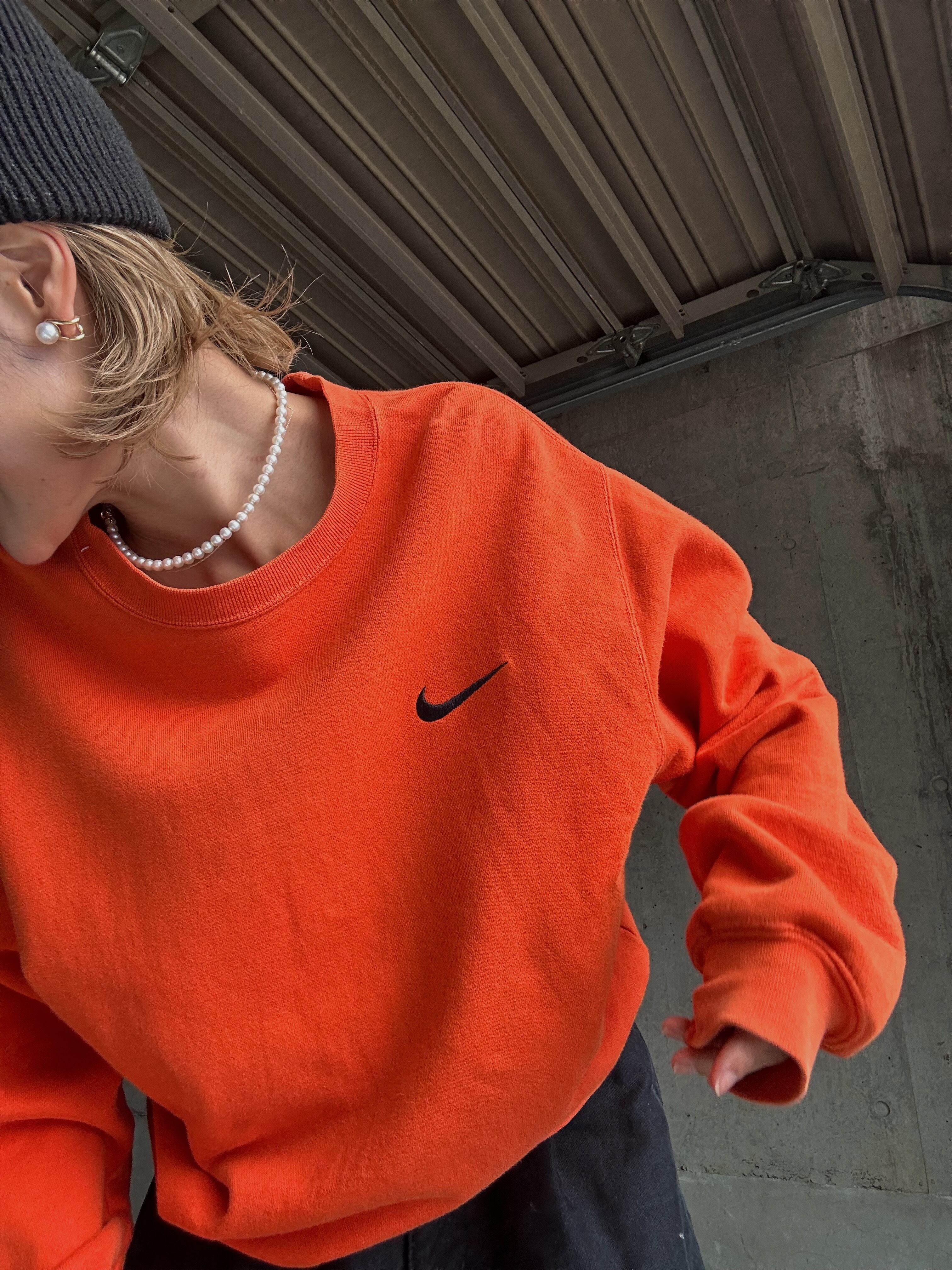 (CS1879)90's NIKE one point logo sweat (ORANGE)