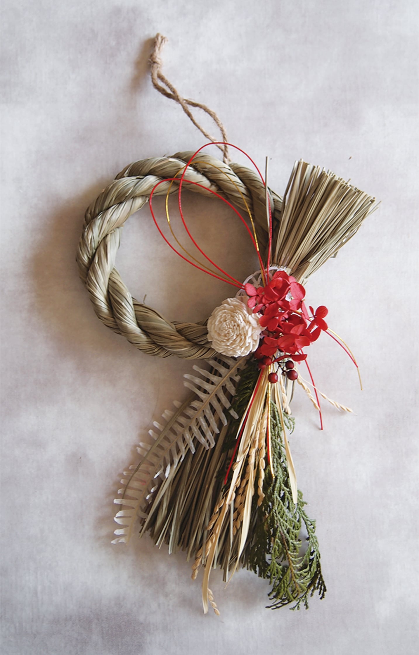 【お年賀】しめ縄-ドライフラワー J オカザリ リング24 -