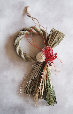 【お年賀】しめ縄-ドライフラワー J オカザリ リング24 -