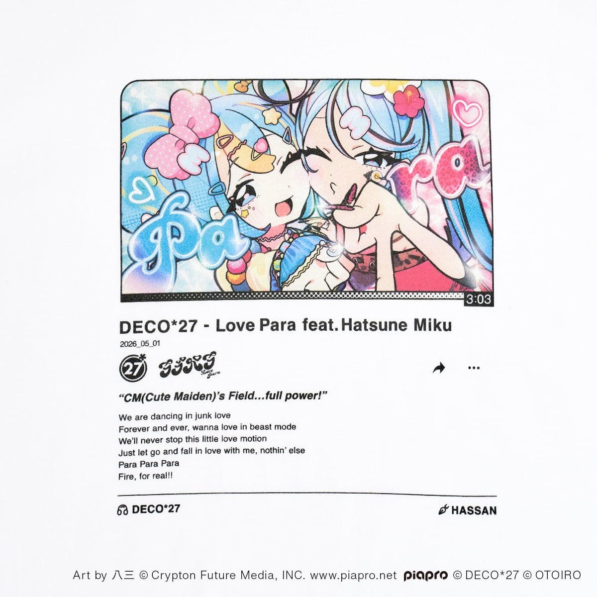 ラブパラ】サムネイルTシャツ / ホワイト | OTOIRO ONLINE STORE
