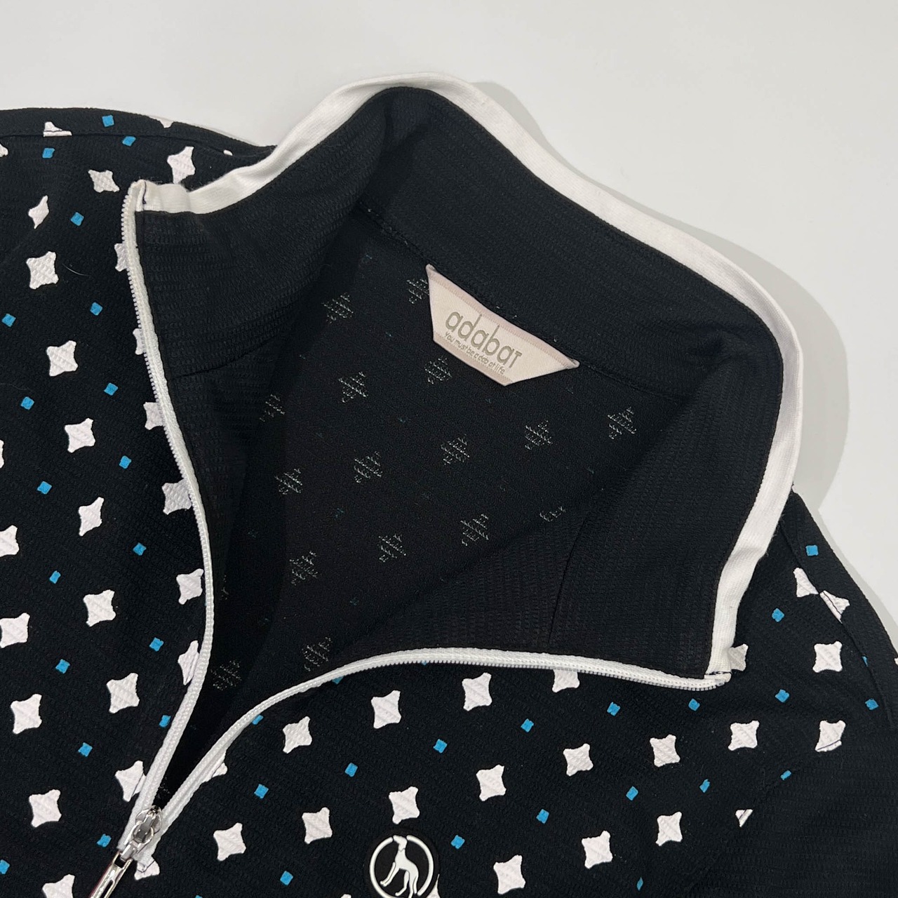 adabat アダバット 総柄 ハーフジップ 長袖シャツ カットソー 40/ブラック レディース ゴルフ