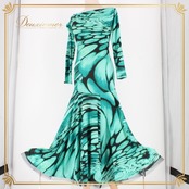 社交ダンス 衣装 スタンダード ドレス ワンピース レッスンウェア パーティドレス ESPEN SALBERG エスパンサルバーグ ブラック系 グリーン系 黒 緑 ストレッチ素材 イギリス製 社交ダンスドレス フィット感 総丈117cm シンプルデザイン エレガント 脚長効果 バルーンスカート ダンスウェア おしゃれ 高品質