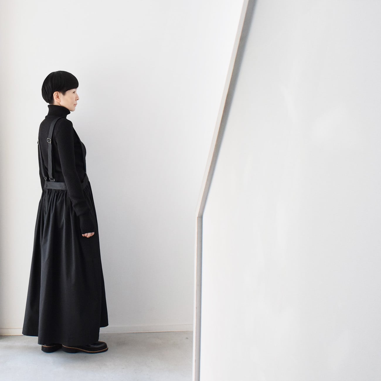 skep　スケップ　ギャザージャンパースカート：黒 ギャザージャンパースカート：黒［SK03JSBK］ | skep-online shop