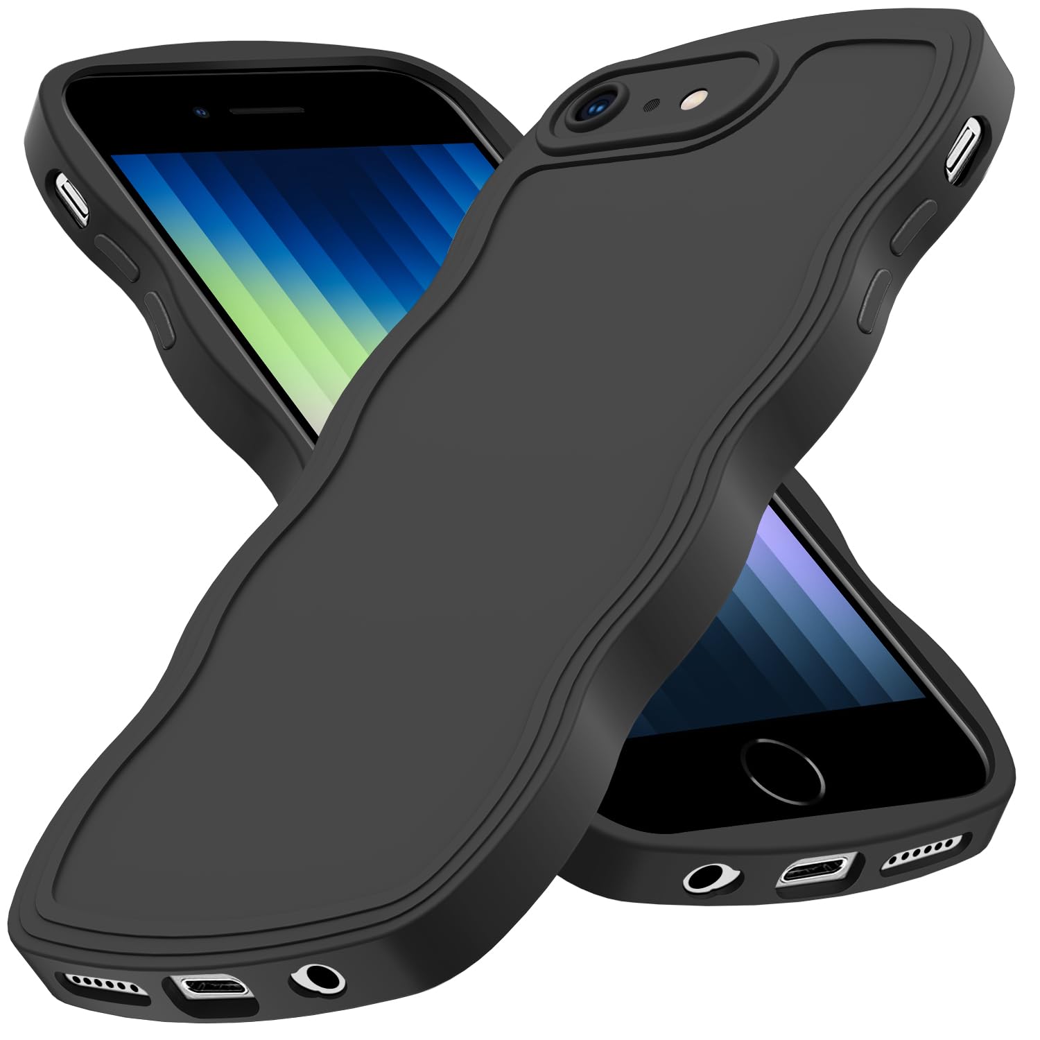 Duluqboba 対応 iPhone SE3/SE2/8/7 用 ケース 耐衝撃 TPU 薄型 カバー シリコン ウェーブ 全面保護 指紋防止