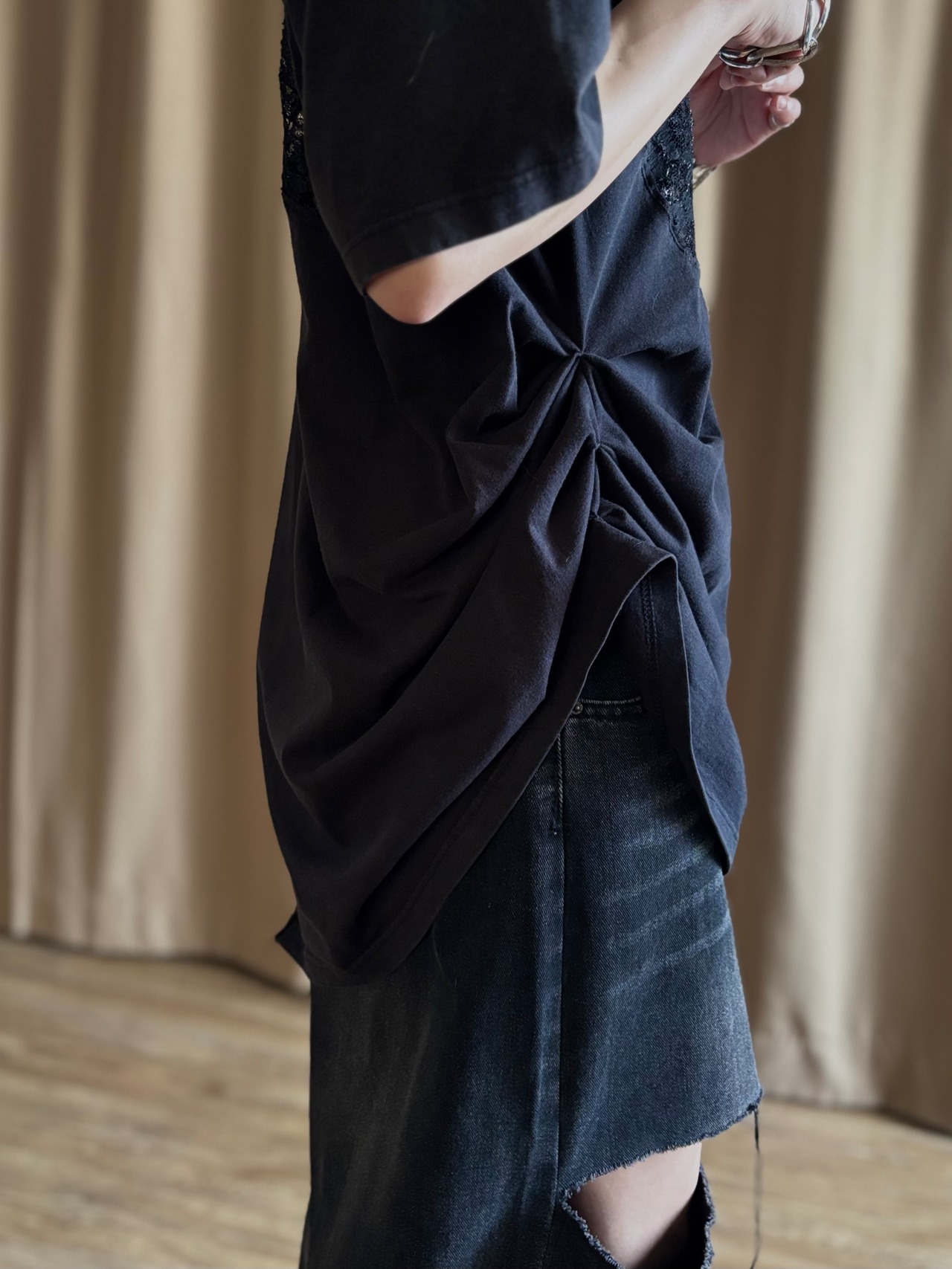 deconstructed sculptural black remake t-shirt-5266-6