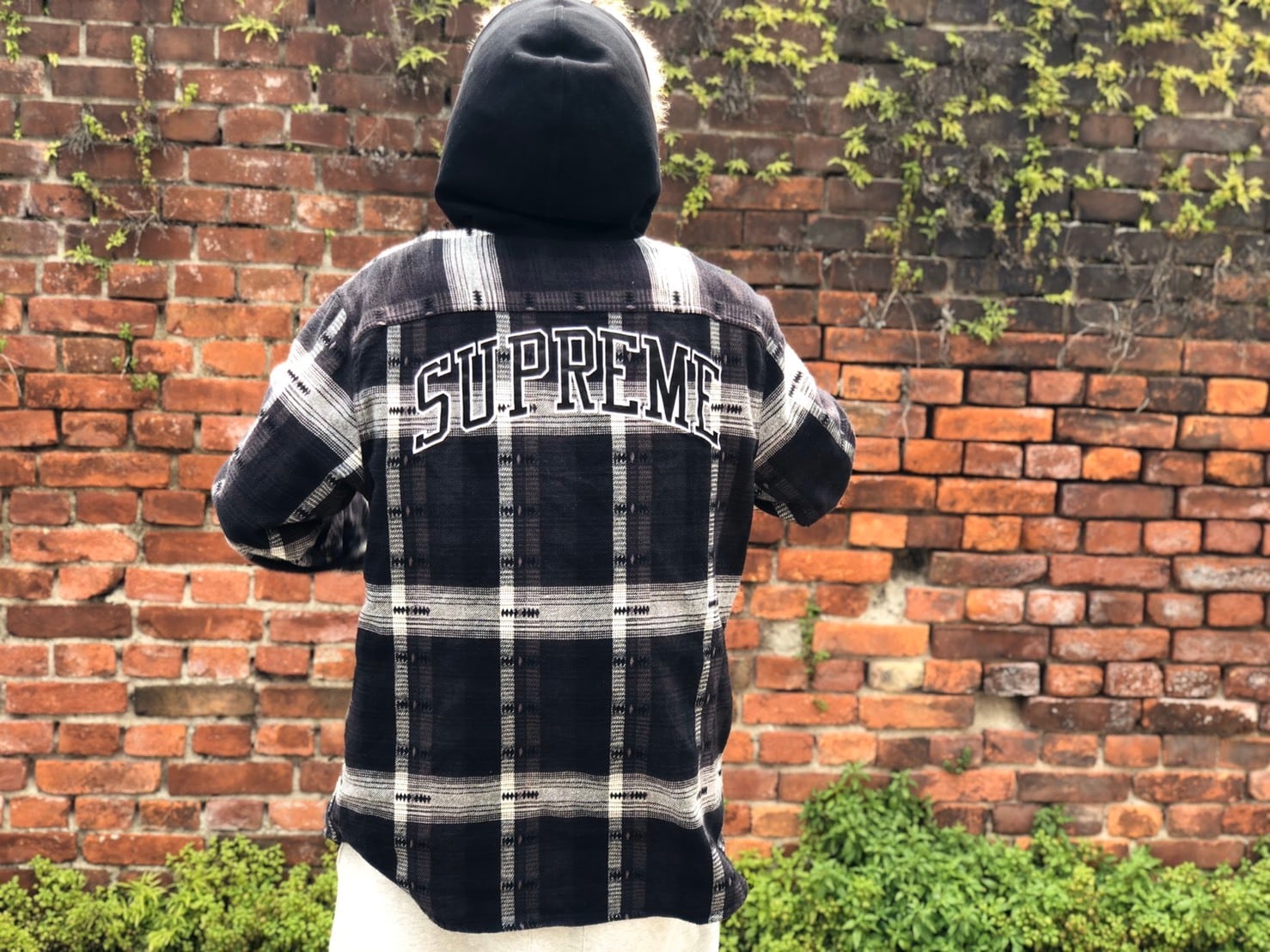 supreme Hooded Jacquard Flannel M