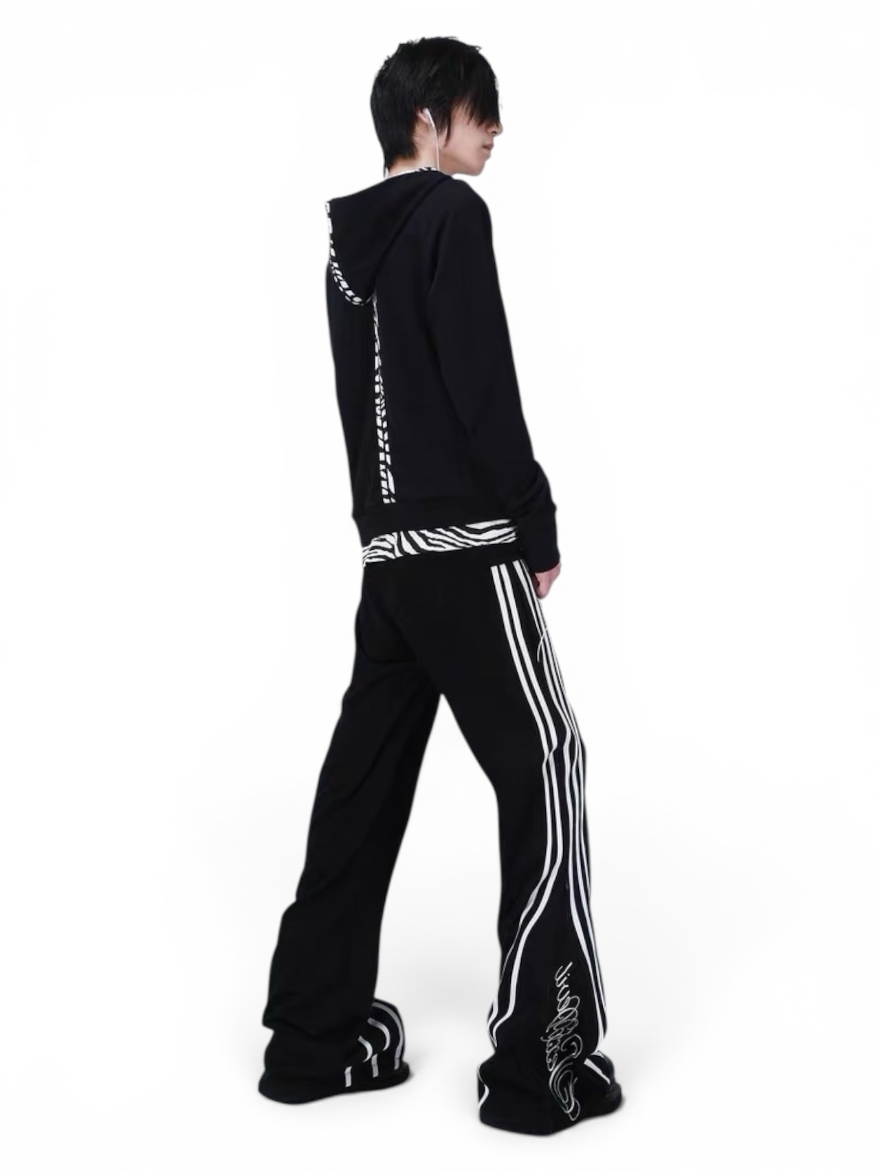 【SEXXDEVIL】“DESIRE” Deconstructed Zip-Detail Pinstripe Sweatpants