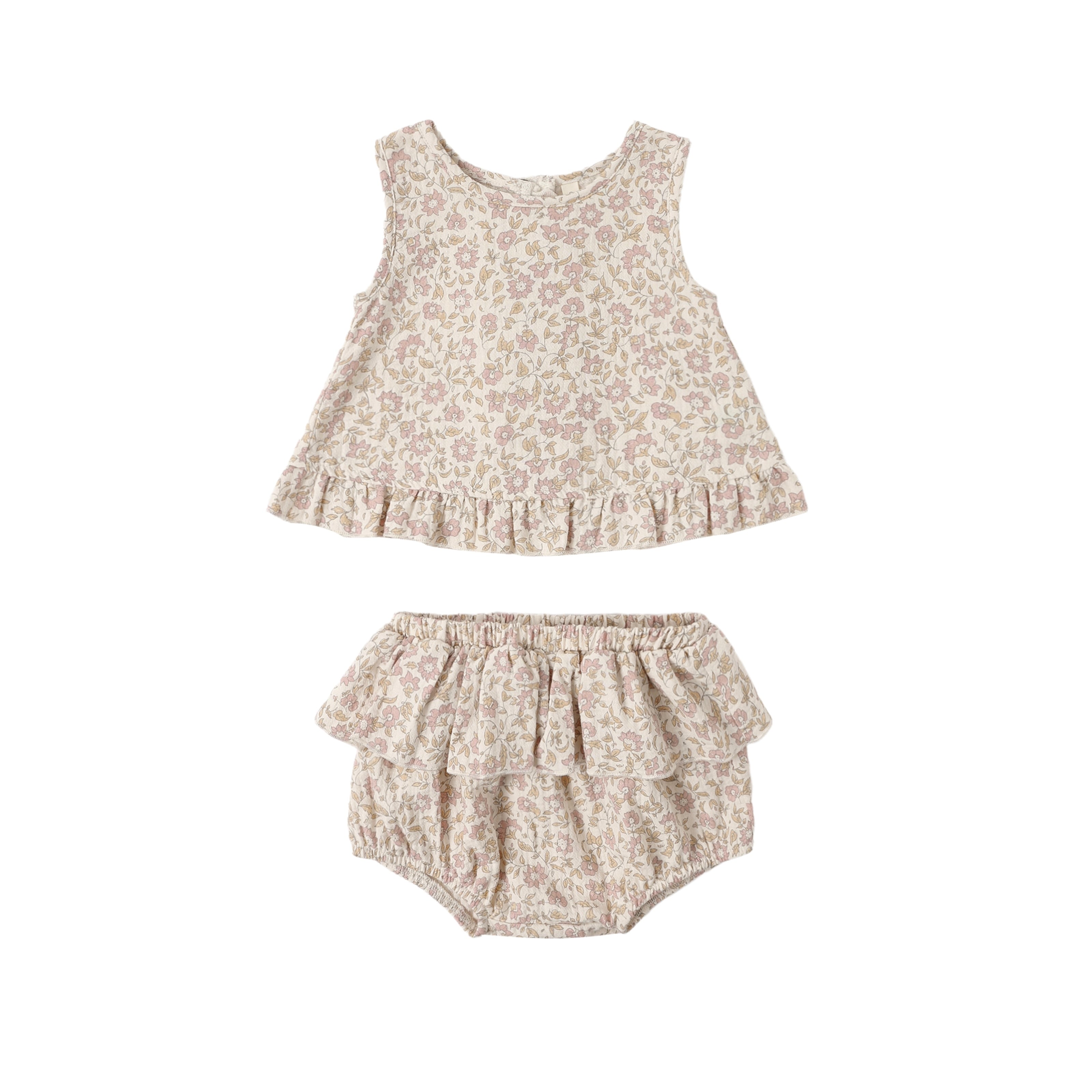 Quincy Mae(クインシーメイ) / 26ss RUFFLED TULIP TOP + BLOOMER SET / DAHLIA / 12-18M・18-24M