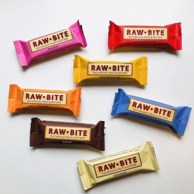 デンマーク産オーガニックバー8種｜RAW-BITE｜非加熱｜砂糖不使用｜50g