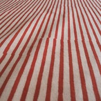 ブロックプリント生地【50cm単位】インド綿  ストライプ柄(細) 生成り×赤 #52410-RD1