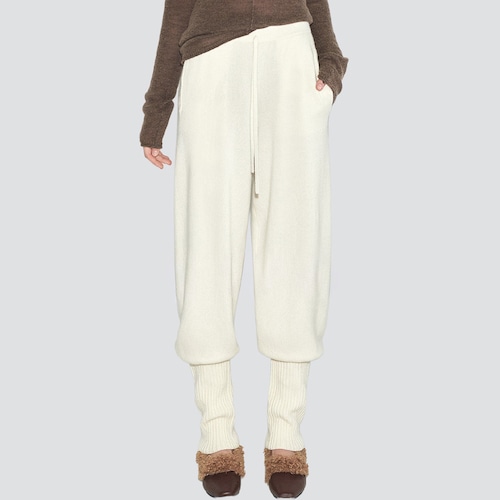 Long rib hem knit jogger pants A00118