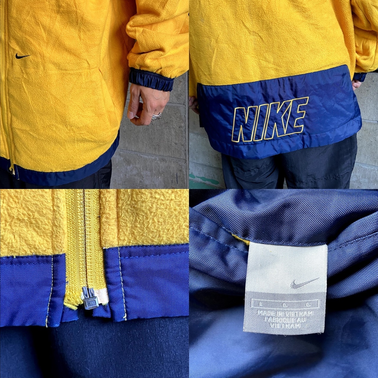 00年代 NIKE ナイキ スウォッシュロゴ刺繍 リバーシブル フリース 