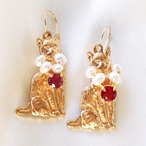 【猫の日SALE】 Giardinoピアス（短毛猫・ルビー）