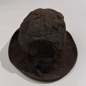 美品 麻100% PAPAS パパス ロゴ刺繍 リネン バケットハット 帽子/ブラウン/日本製