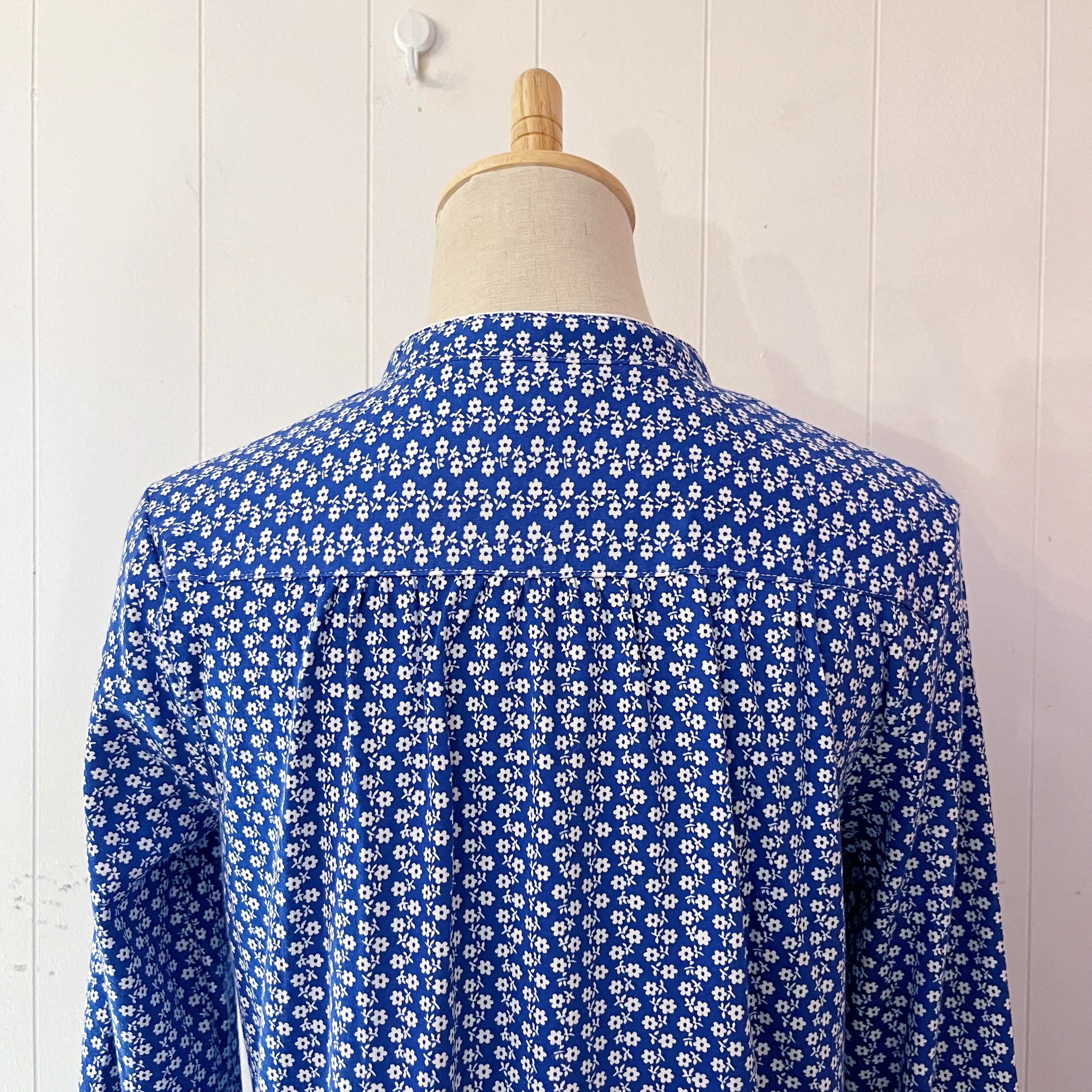 blue white flower neglige one-piece