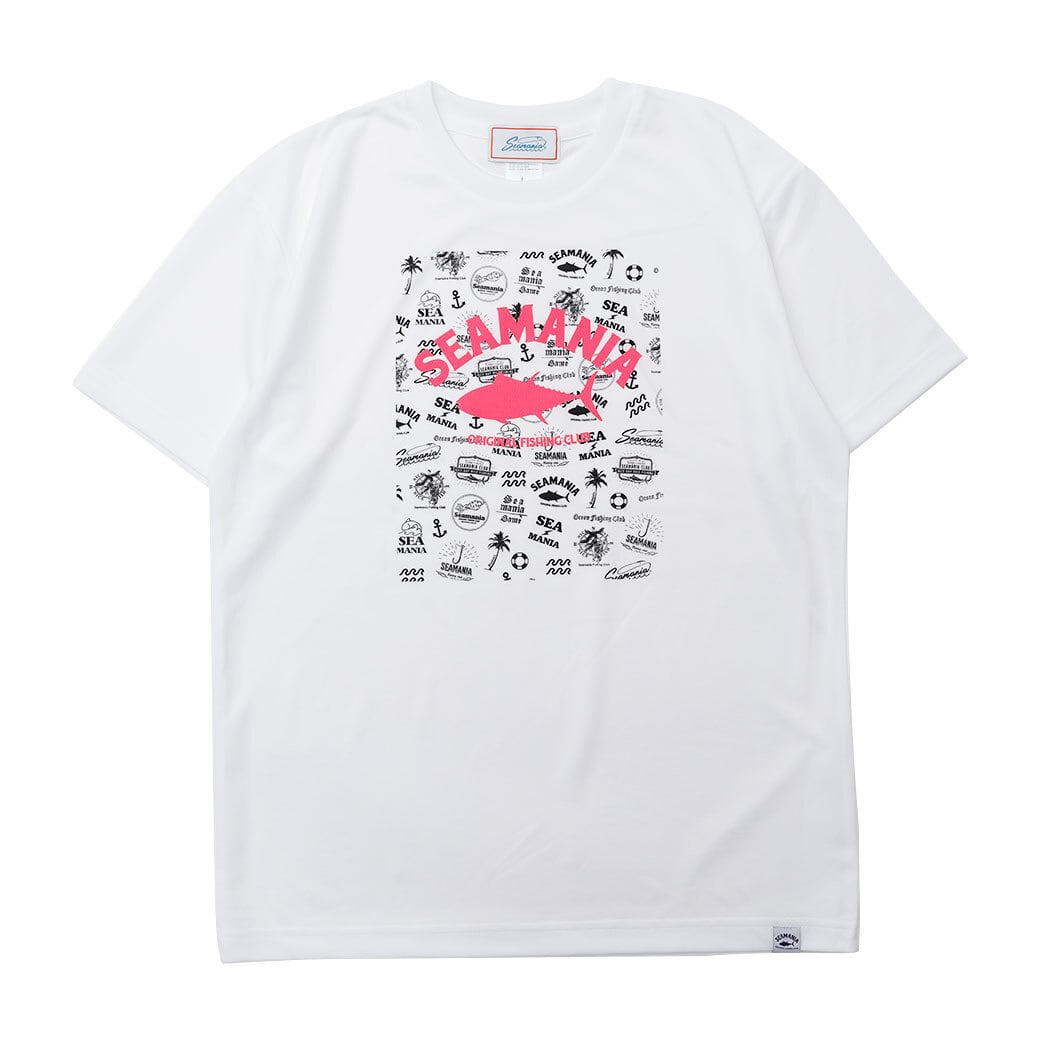 【Seamania】ミックスデザインアーチロゴドライTシャツ [WHT]