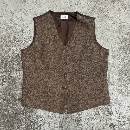 OLD flower pattern design vest brown