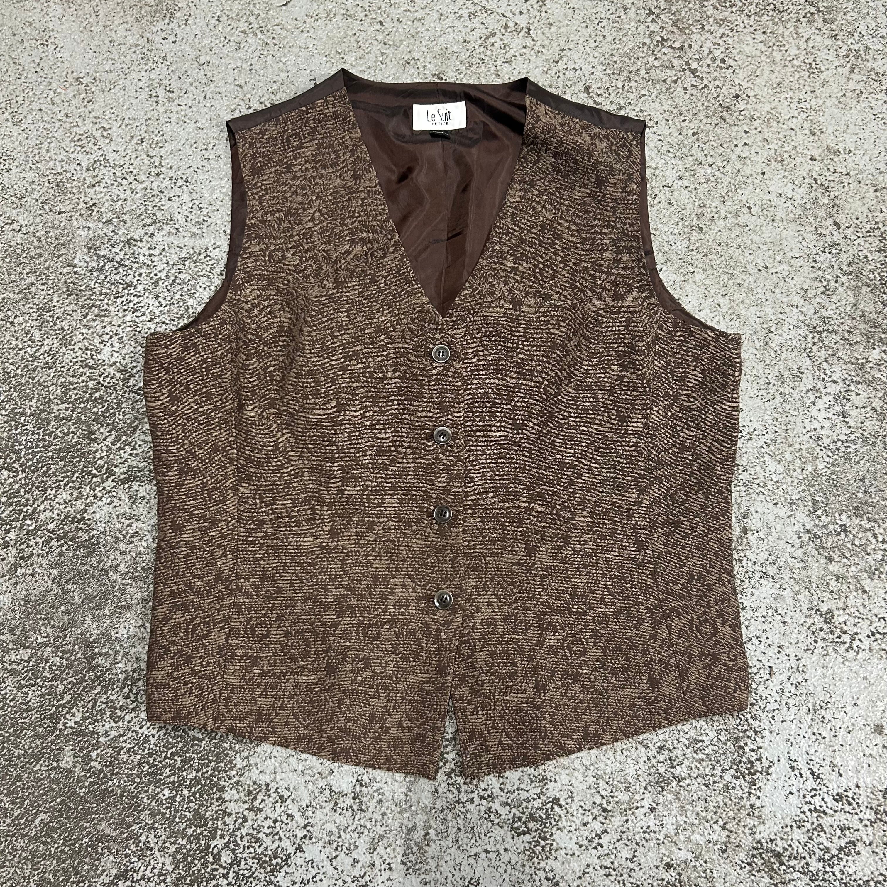 OLD flower pattern design vest brown