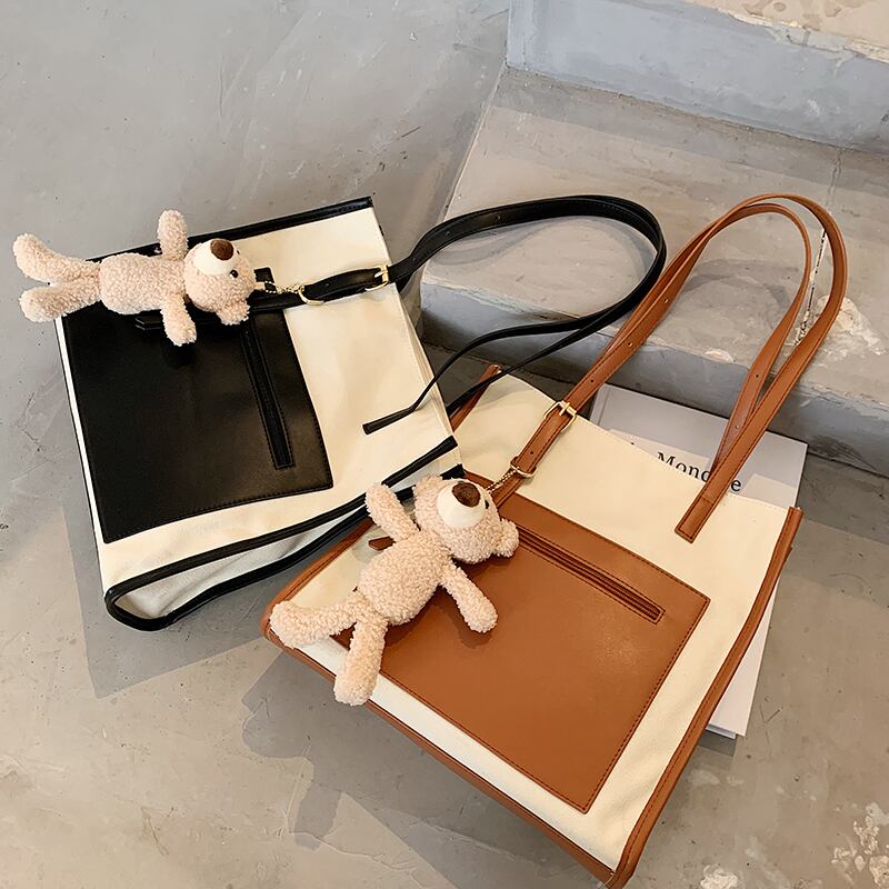 シンプルな大容量バッグハンドバッグ2020年人気の新しいトレンディなオールマッチキャンバスショルダーバッグネットレッドトートバッグ Tiancai_Wing_Bag7596260