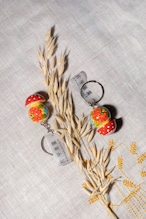 【ウクライナグッズ】ペトリキウカ塗りキーホルダー “キノコ”