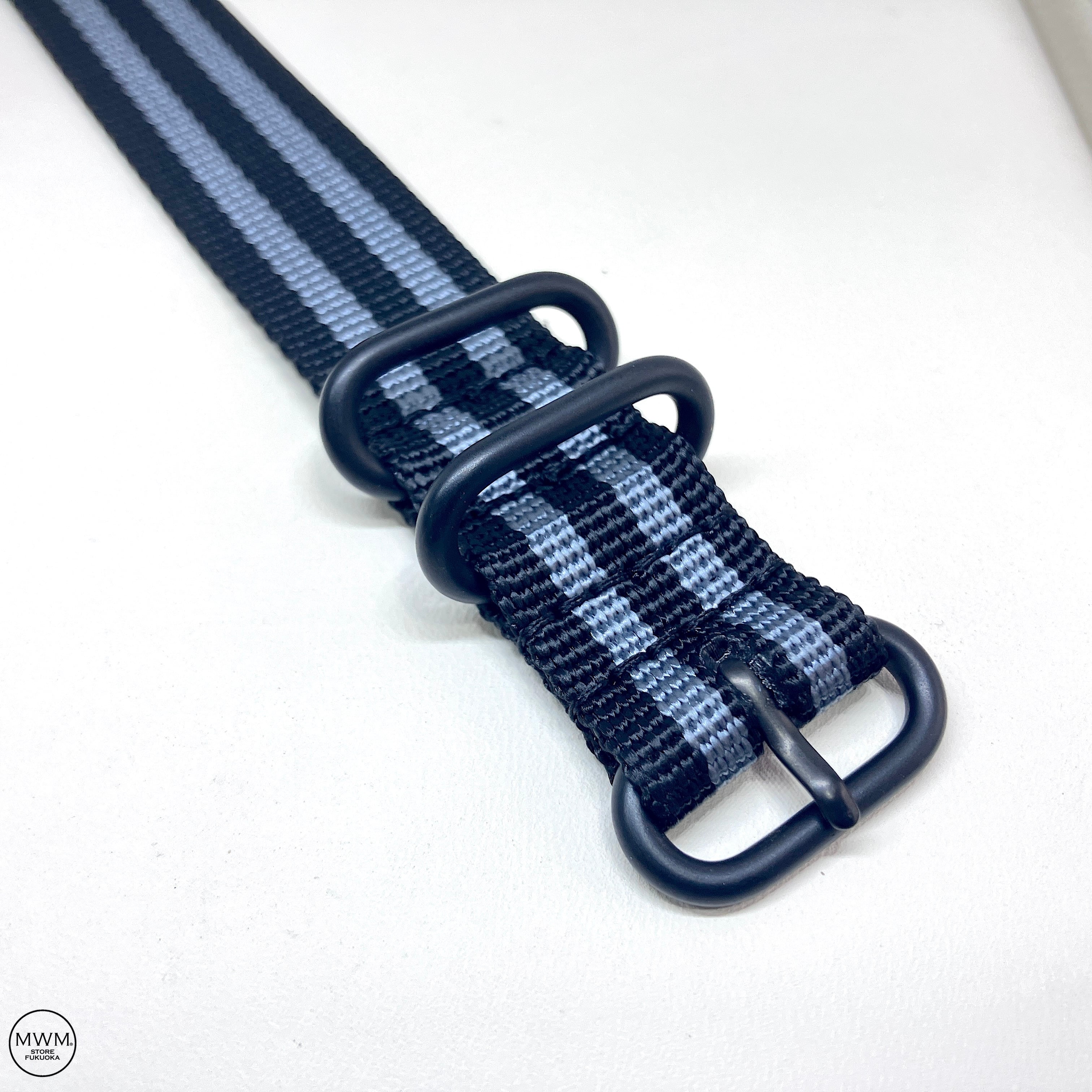 ZULUストラップ 3リング・シングルパス PVDバックル JB 20mm 腕時計