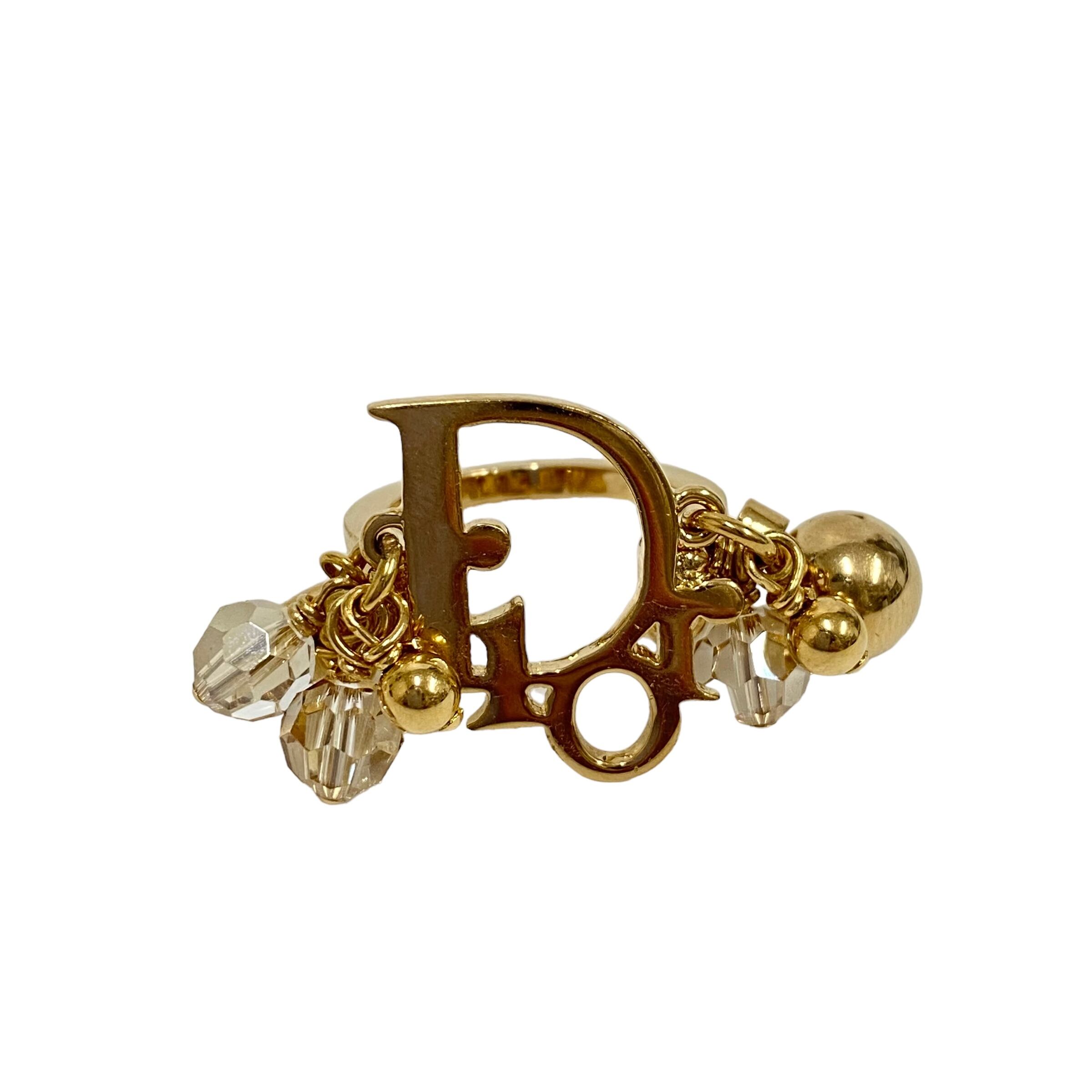 Christian Dior ディオール ビーズ ロゴ リング ハート ゴールド 指輪 アクセサリー 9895-202303