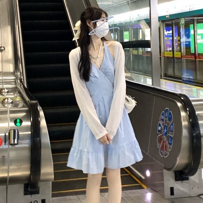 ウェストトライアングルドレス カーディガンカジュアルサマー レース 夏物 レースアップ ドラファッションホール55038218439