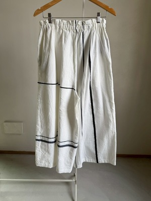 4) ワイドパンツ ロング ポケット コットン  WH/NV●  玉木新雌 tamaki niime